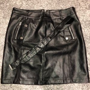 Black leather skirt